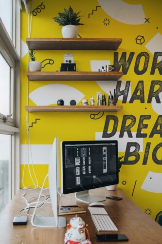 Removable wall mural featuring Motivational Inspiring Work by Fancy Walls