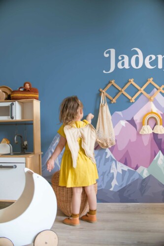 Wall mural peel and stick from Fancy Walls, neat mountains design