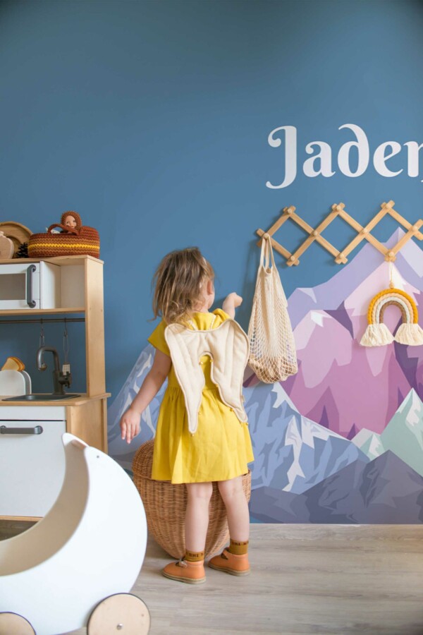 Wall mural peel and stick from Fancy Walls, neat mountains design