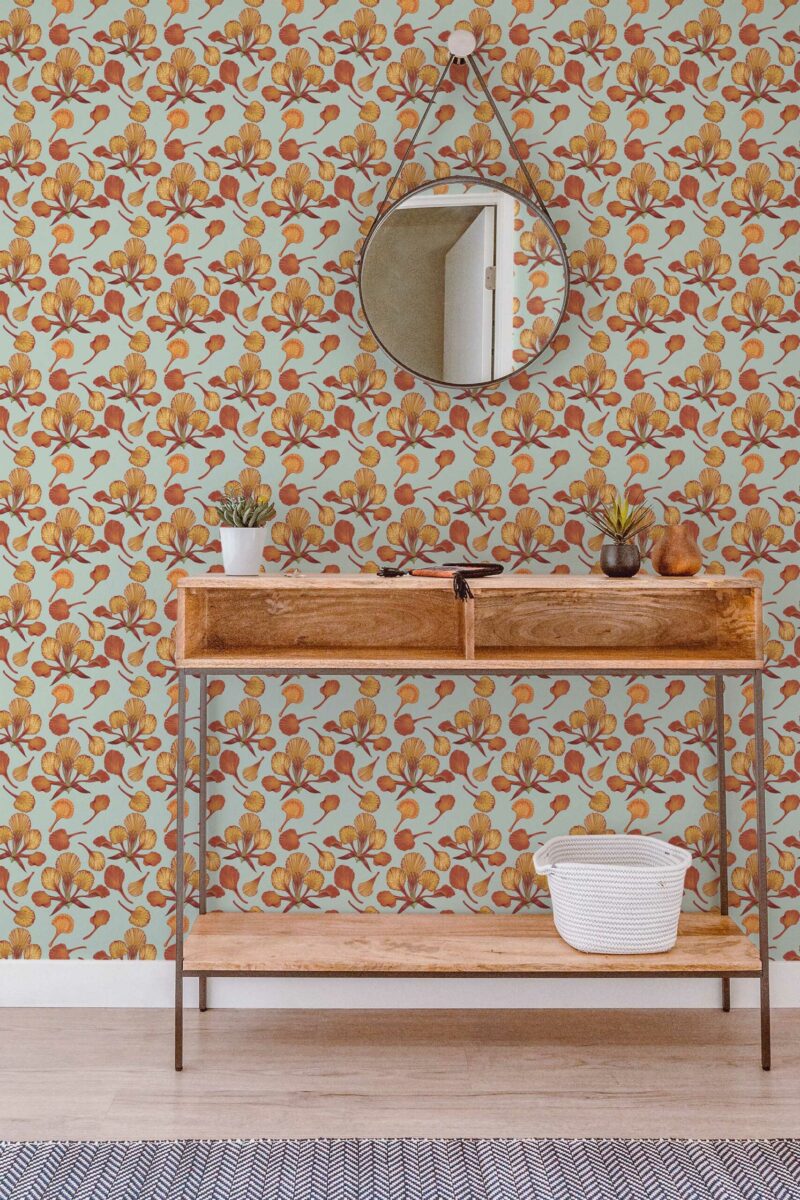 Traditional wallpaper in Beautiful Seamless Floral on Sage pattern by Fancy Walls.