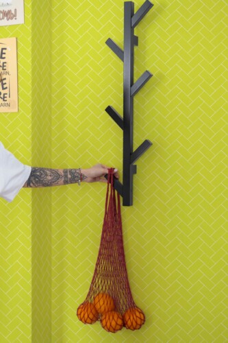 Chartreuse herringbone tiles green self-adhesive wallpaper by Fancy Walls