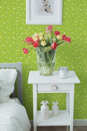 Fancy Walls peel and stick wallpaper featuring Chartreuse leopard