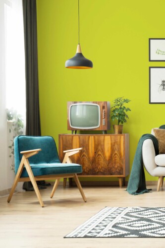 Chartreuse solid color green self-adhesive wallpaper by Fancy Walls