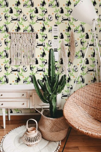 Fancy Walls - Removable Wallpaper, Whimsical Yellow Felines