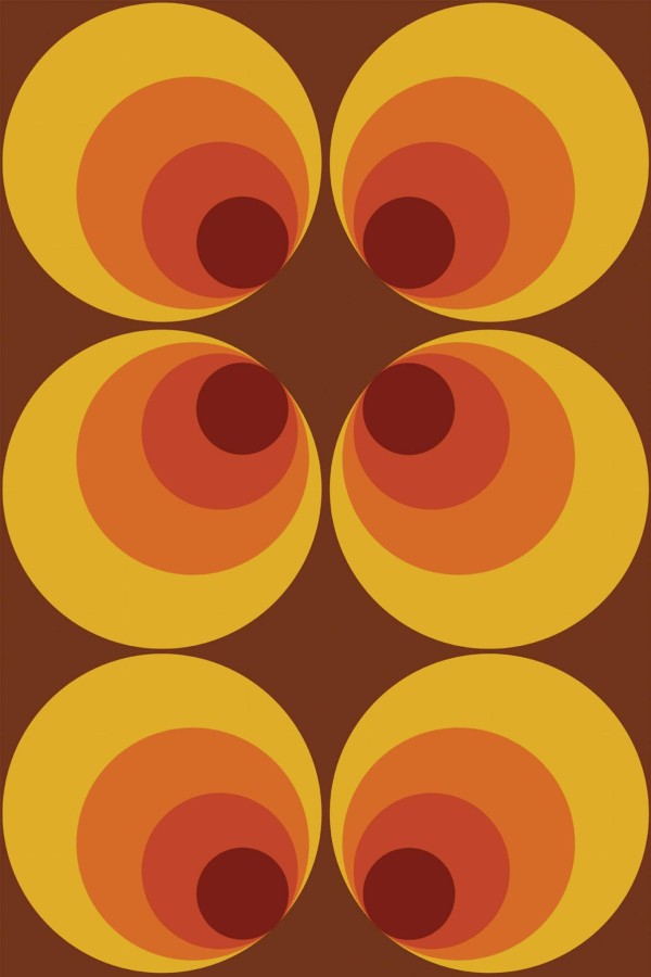 Pattern repeat of Retro 70s circle removable wallpaper design