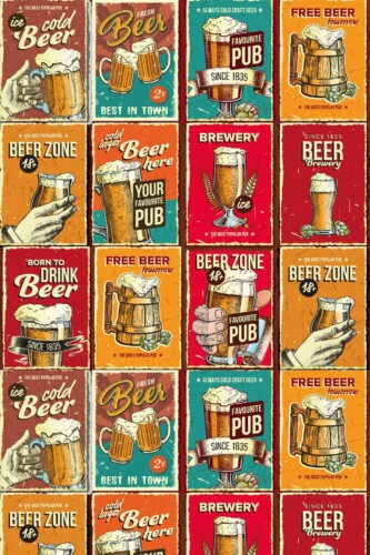 Pattern repeat of Retro bar removable wallpaper design