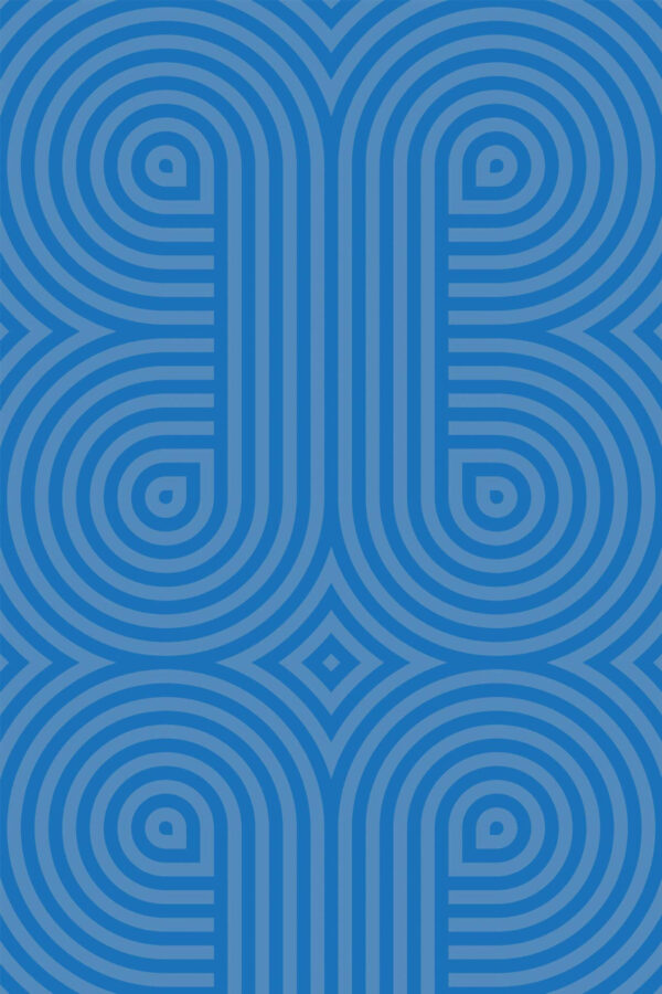Pattern repeat of Retro Blues Geometry removable wallpaper design