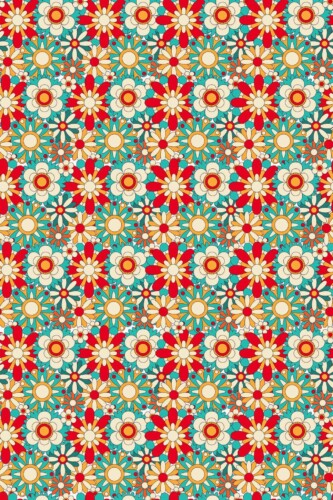 Pattern repeat of Retro bold floral removable wallpaper design