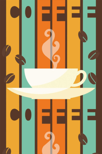Pattern repeat of Retro coffee cafe removable wallpaper design