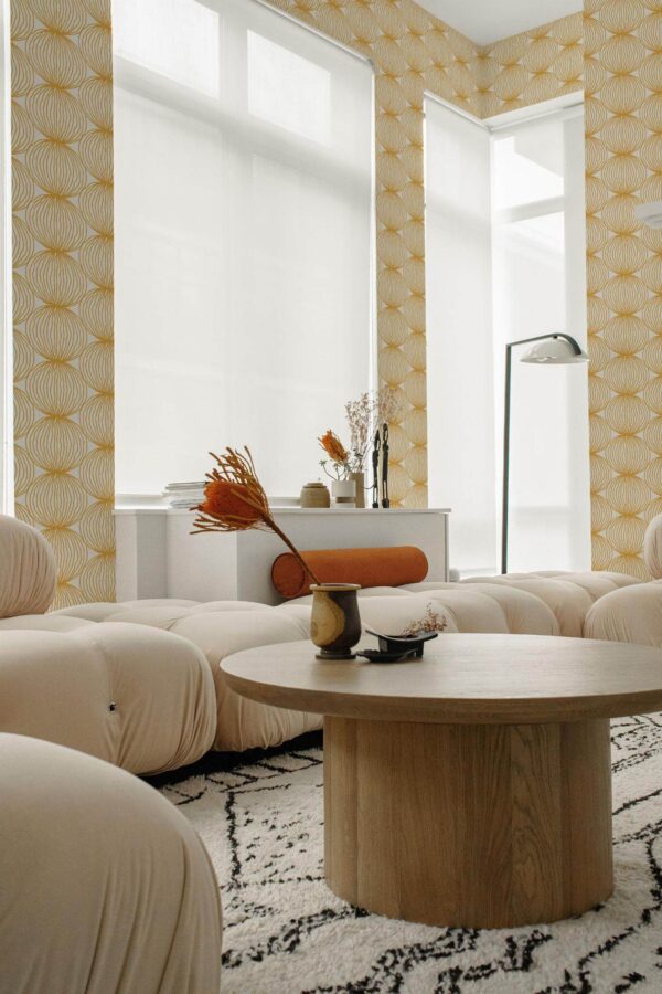 Contemporary style living room decorated with Retro doodle peel and stick wallpaper
