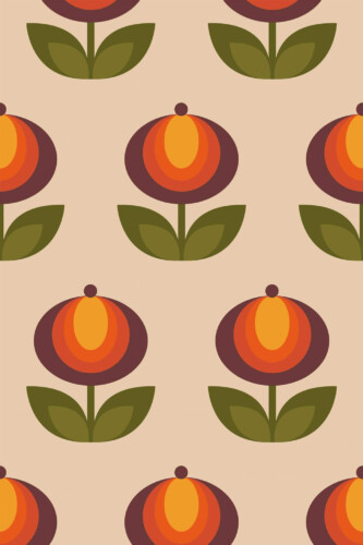 Pattern repeat of Retro flower removable wallpaper design