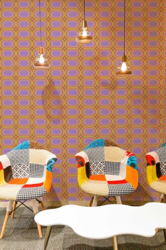 Fancy Walls Retro Funky Purple and Brown self-adhesive wallpaper