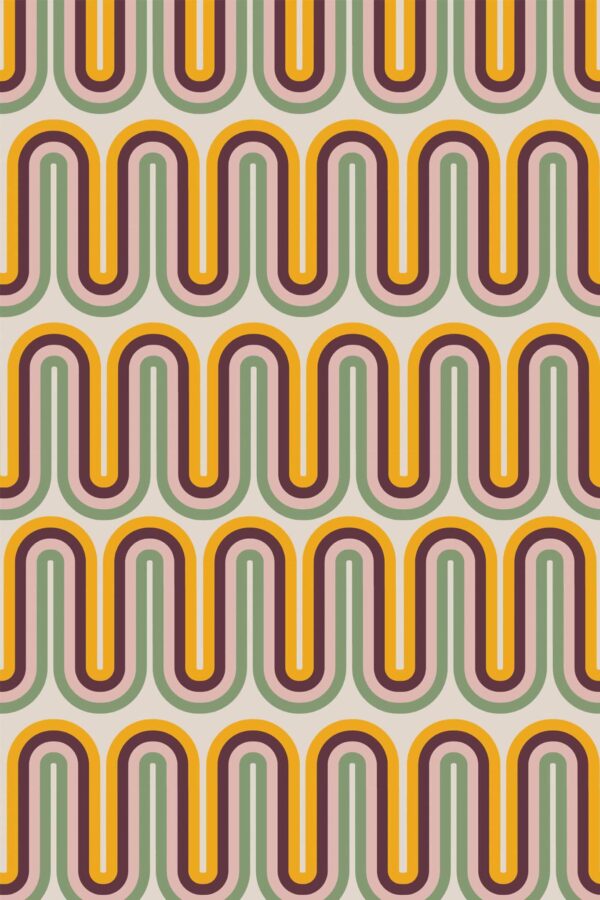 Pattern repeat of Retro groovy removable wallpaper design