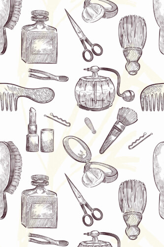 Pattern repeat of Retro Hairdresser removable wallpaper design