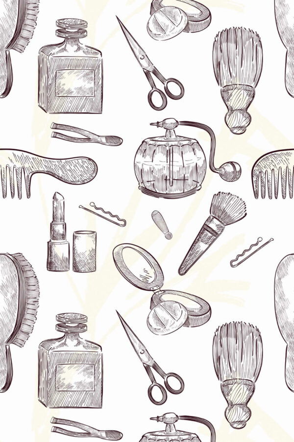 Pattern repeat of Retro Hairdresser removable wallpaper design