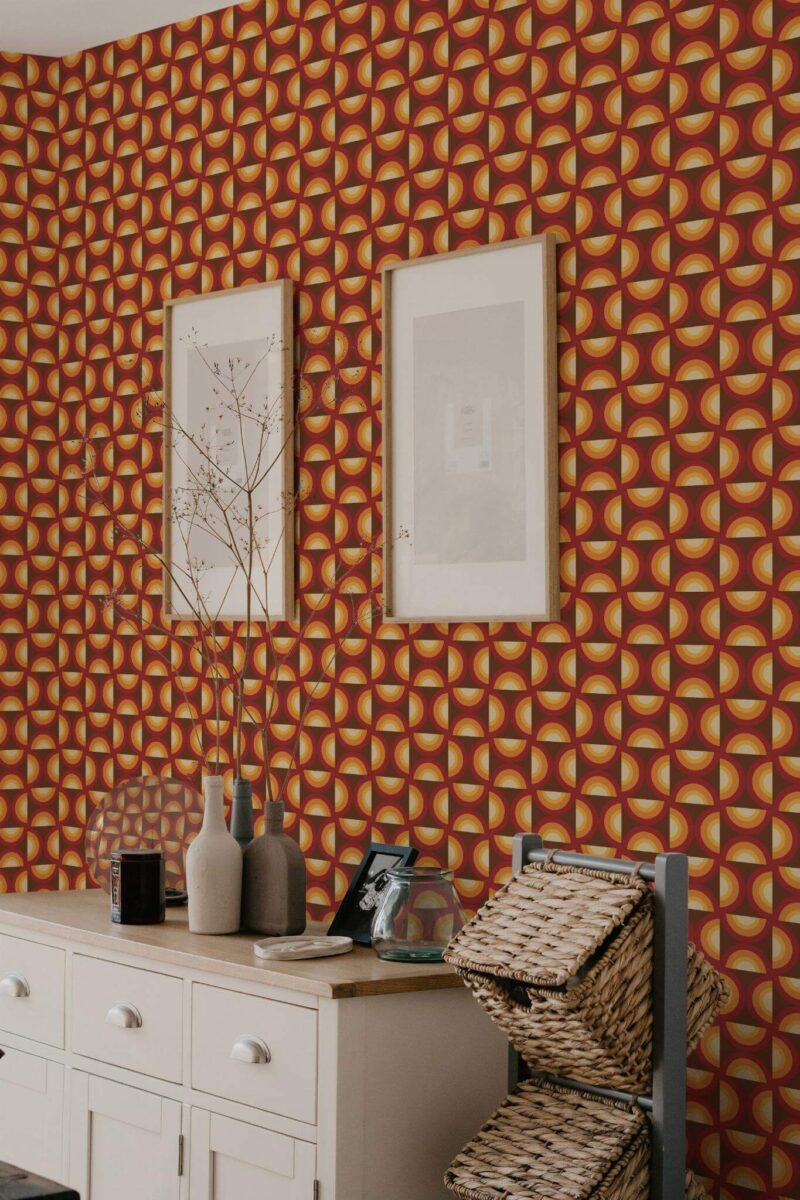 Scandinavian style bedroom decorated with Retro kitchen peel and stick wallpaper