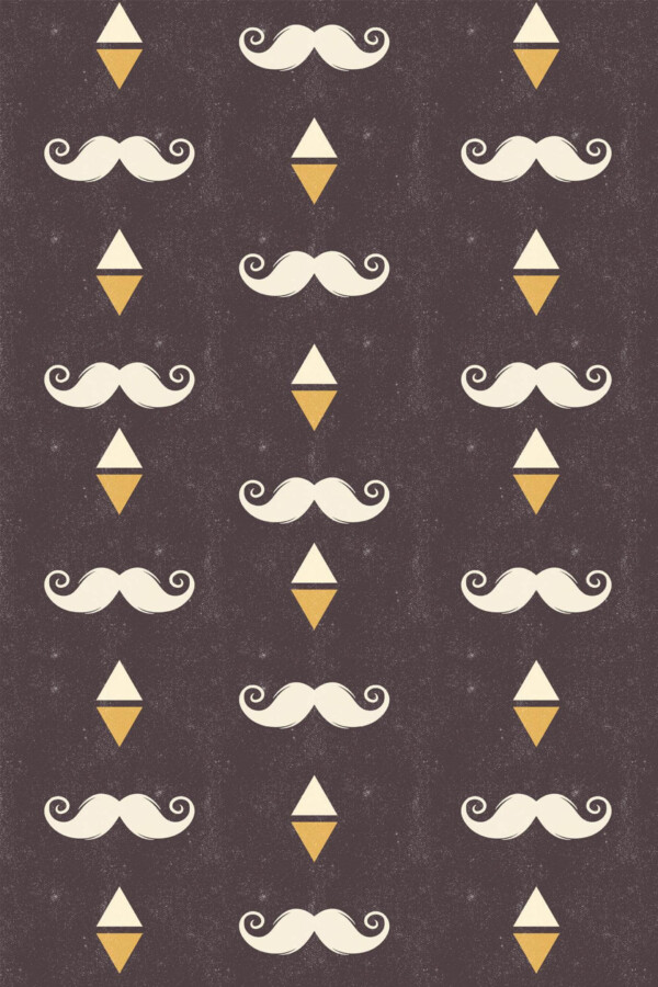 Pattern repeat of Retro mustache barber removable wallpaper design