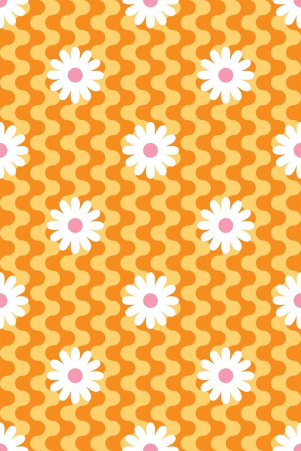 Unpasted wallpaper with Daisy Splash pattern by Fancy Walls