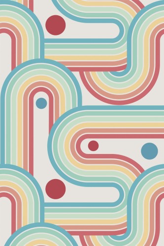 Pattern repeat of Retro rainbow removable wallpaper design