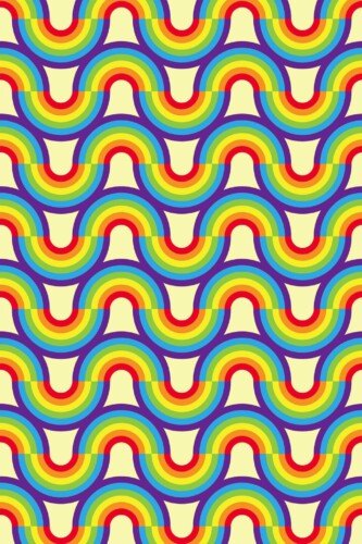 Pattern repeat of Retro rainbow waves removable wallpaper design