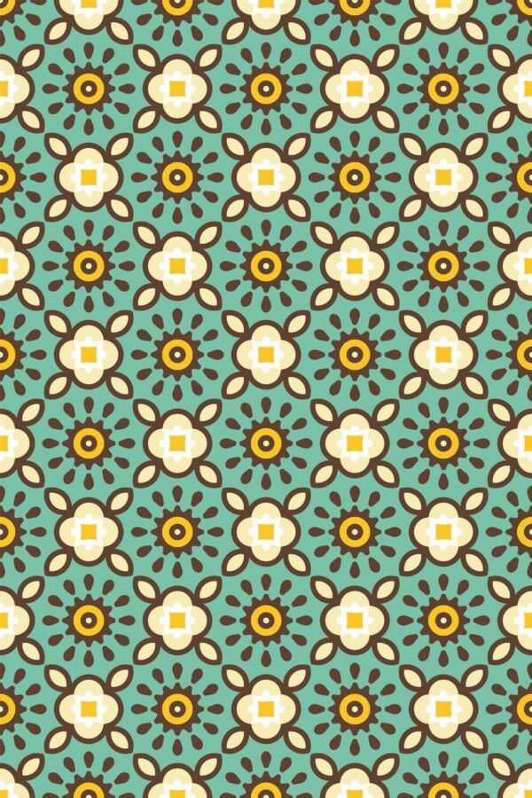Pattern repeat of Retro seamless geometric removable wallpaper design