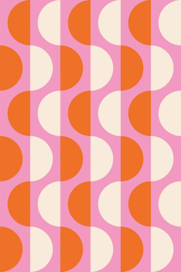 Pattern repeat of Retro semi-circles removable wallpaper design