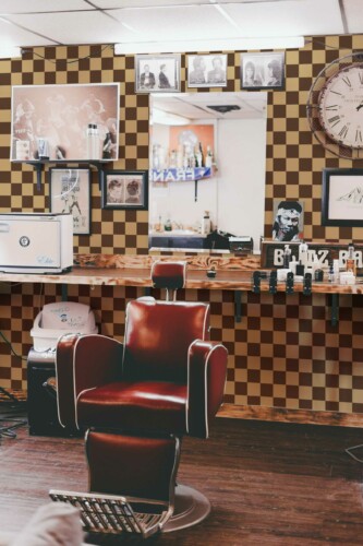 Retro Salon Sepia removable wallpaper from Fancy Walls