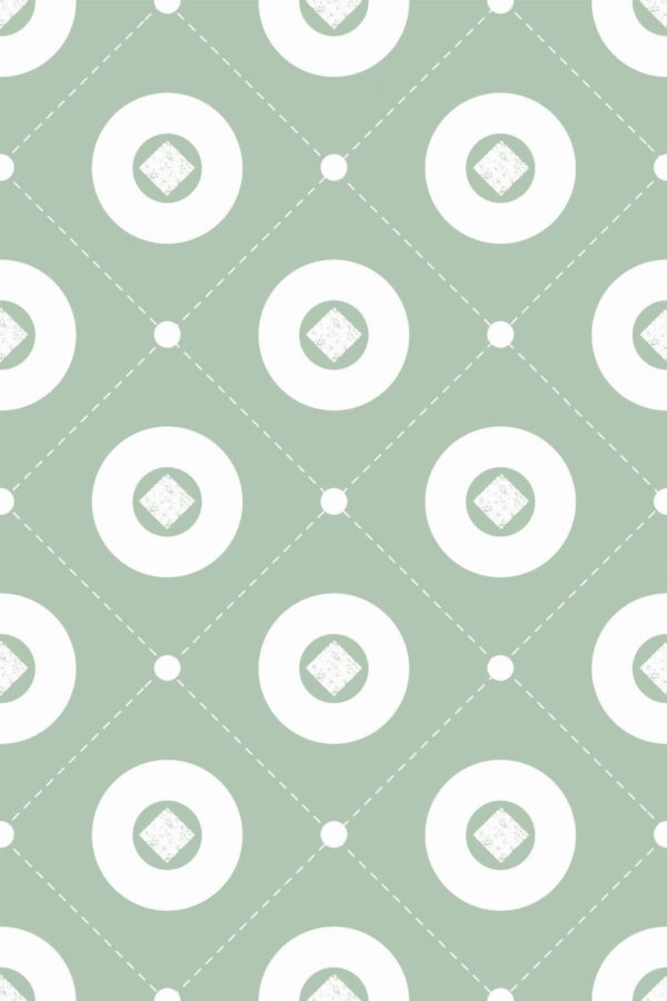 Pattern repeat of Retro tile geometric removable wallpaper design