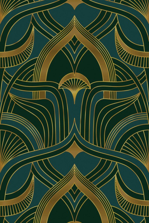 Fancy Walls sophisticated Green Geometric traditional wallpaper.