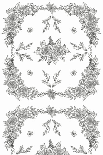 Pattern repeat of Rose ornament removable wallpaper design