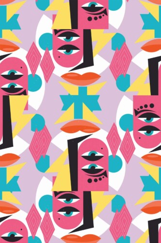 Pattern repeat of Rosy Cheeks Abstract removable wallpaper design
