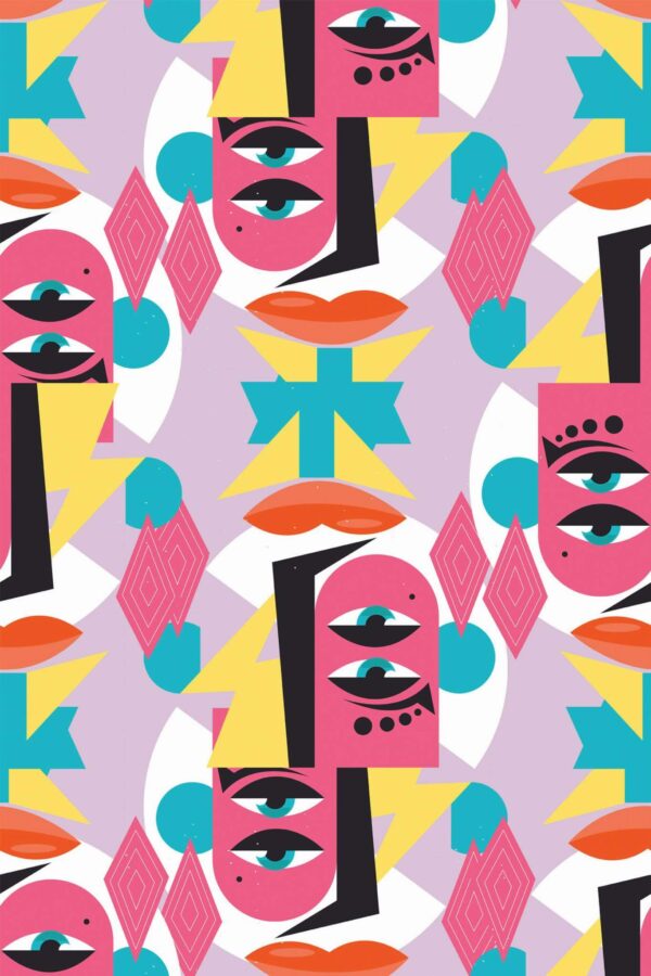 Pattern repeat of Rosy Cheeks Abstract removable wallpaper design