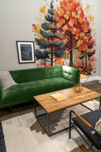 Warm autumn forest wall paper mural from Fancy Walls