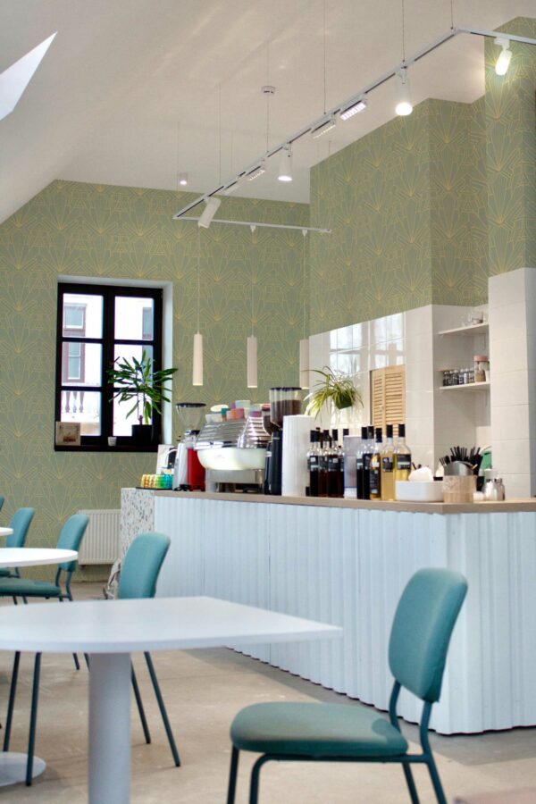 Lush Sage Precision removable wallpaper for stylish interiors