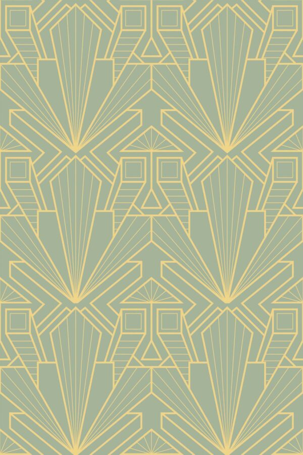 Geometric Sage Art Deco unpasted wallpaper by Fancy Walls