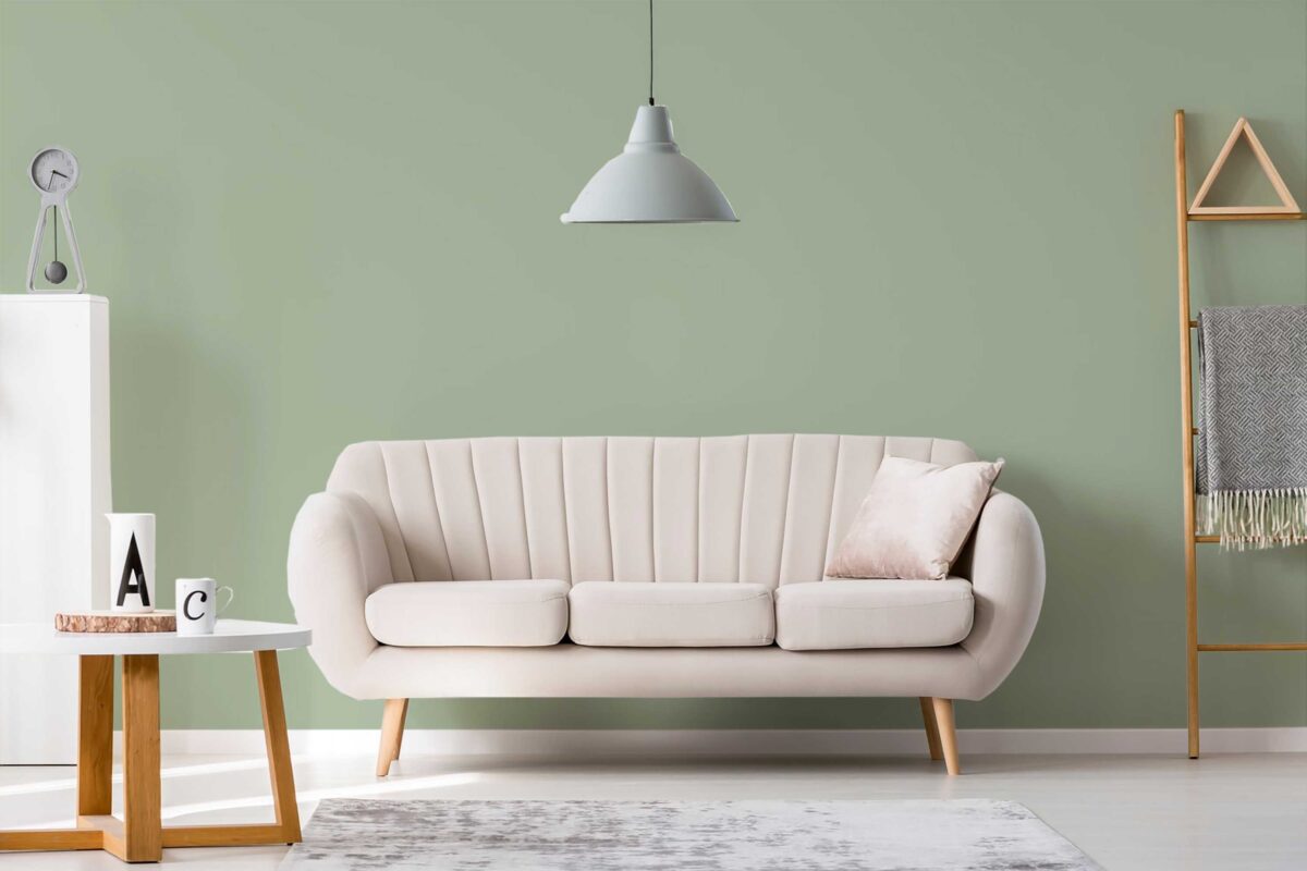 Elegant sage green, perfect for living room walls β traditional wallpaper by Fancy Walls