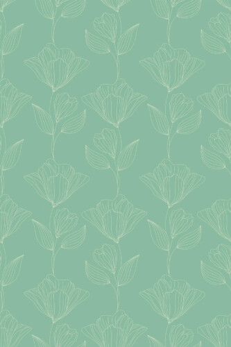 Pattern repeat of Sage Floral Powder Room removable wallpaper design