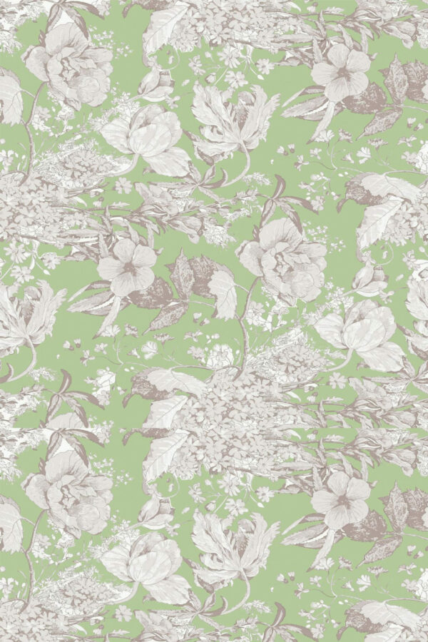 Pattern repeat of Sage garden removable wallpaper design