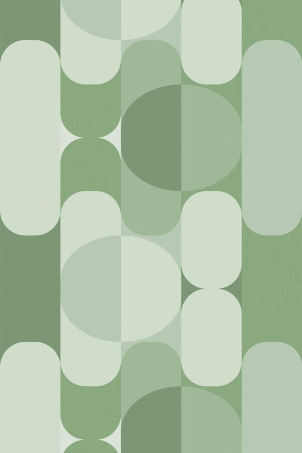 Pattern repeat of Sage green midcentury removable wallpaper design
