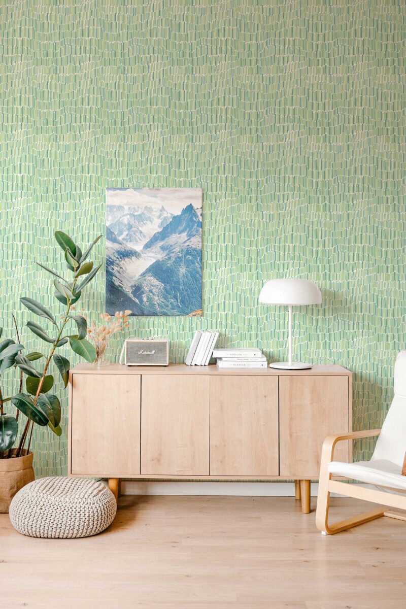 Soft Sage Stripe Flow Wallpaper