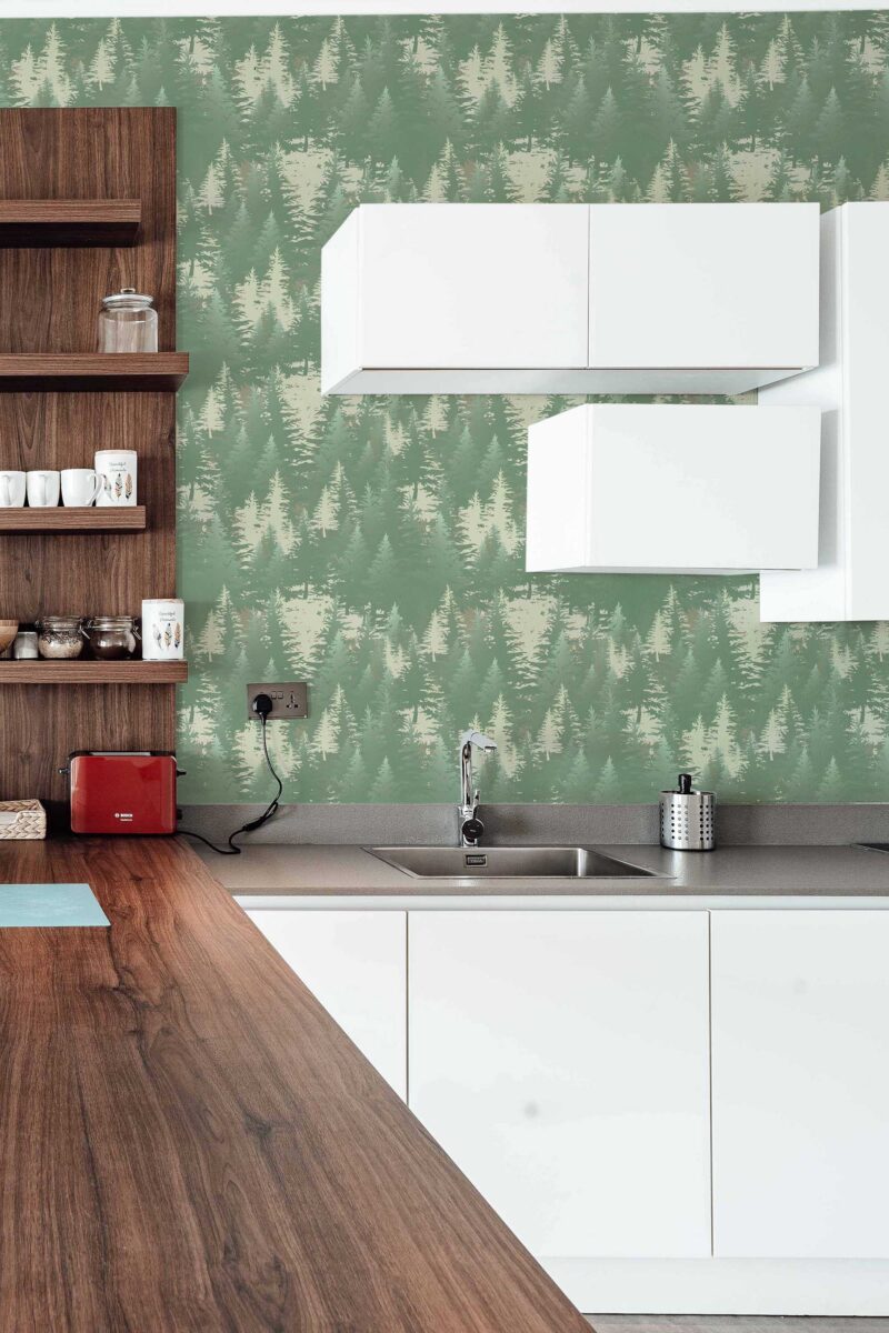 Sage Green Forest Wallpaper
