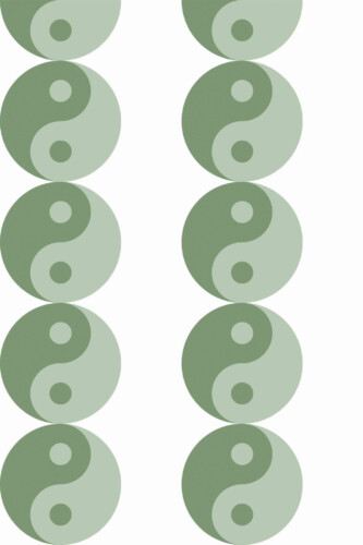 Pattern repeat of Sage green yin yang removable wallpaper design