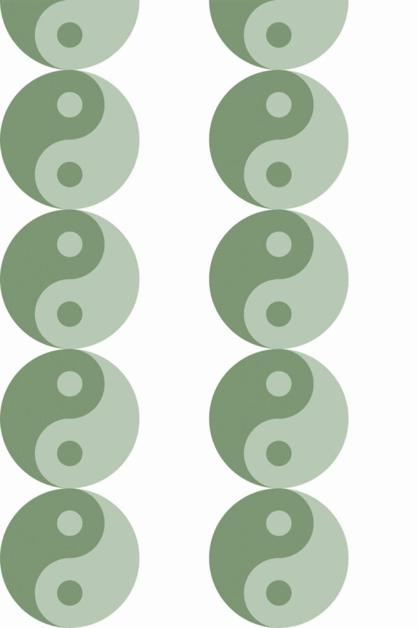 Pattern repeat of Sage green yin yang removable wallpaper design