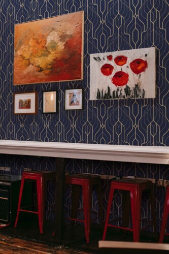 Fancy Walls peel and stick wallpaper featuring Dark Blue Art Deco