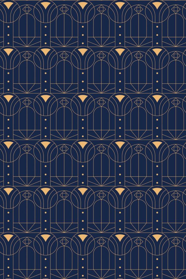 Blue Elegant Art Deco unpasted wallpaper by Fancy Walls