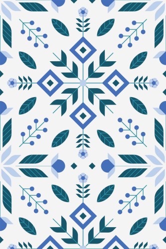 Pattern repeat of Scandinavian folk removable wallpaper design