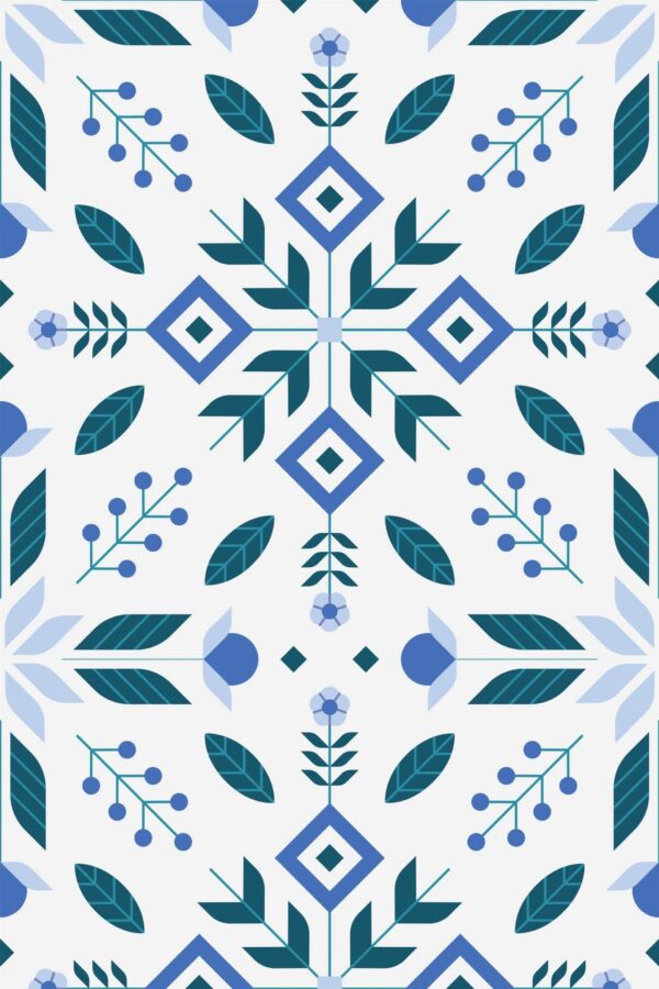 Pattern repeat of Scandinavian folk removable wallpaper design