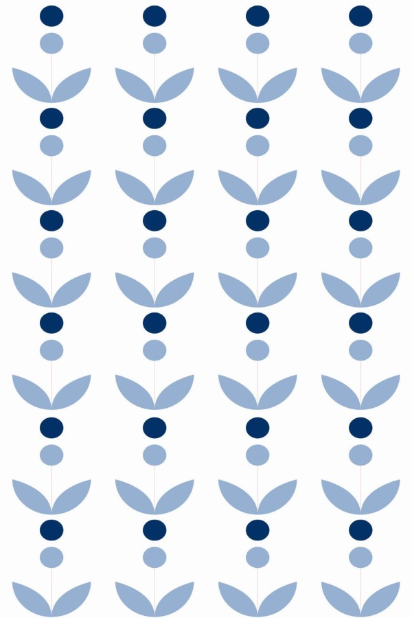 Pattern repeat of Scandinavian linear leaf removable wallpaper design