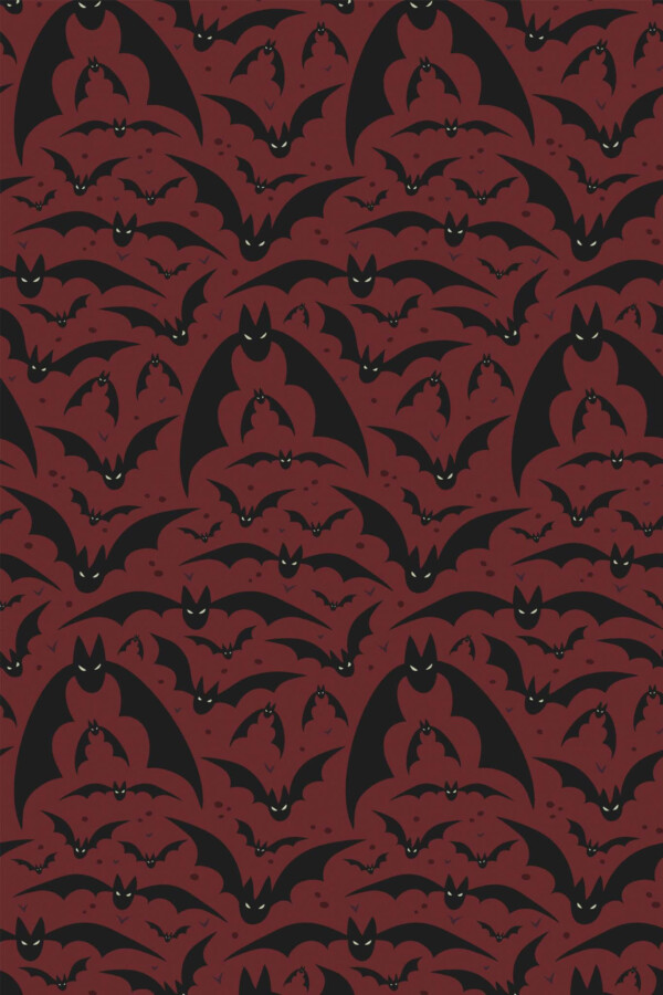 Pattern repeat of Scarlet Whispers of Midnight Flutters removable wallpaper design