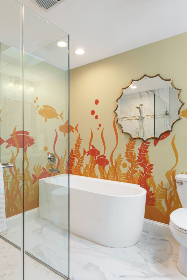 Fancy Walls playful orange fish wall paper mural